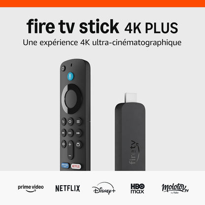 Amazon Fire TV Stick 4K Plus, avec prise en charge du Wi-Fi 6 et des technologies Dolby Vision/Atmos et HDR10+